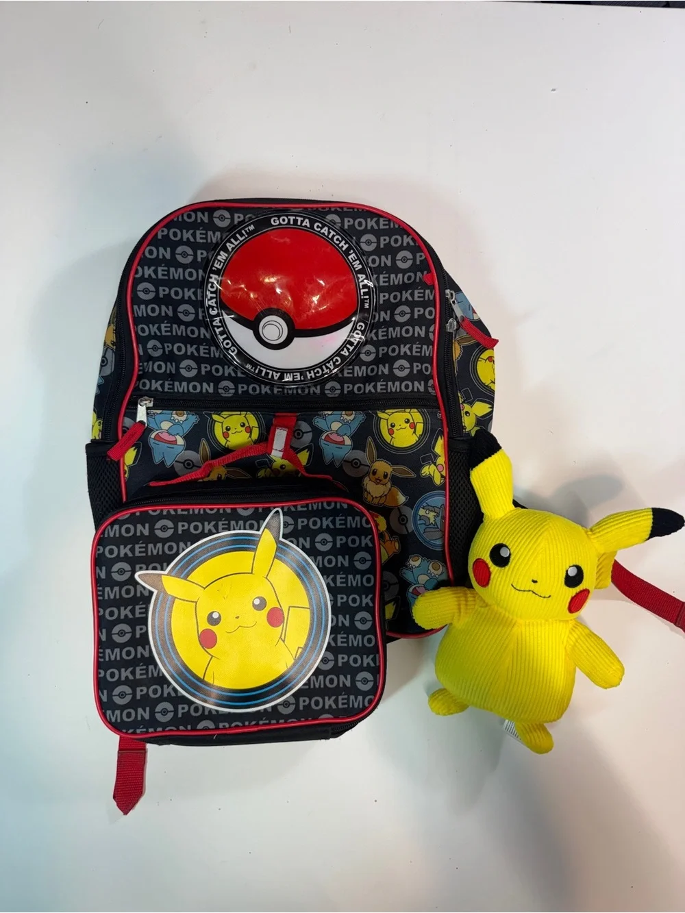 Pokemon Kids Backpack and Pikachu Plush - Yellow, Black, Red
